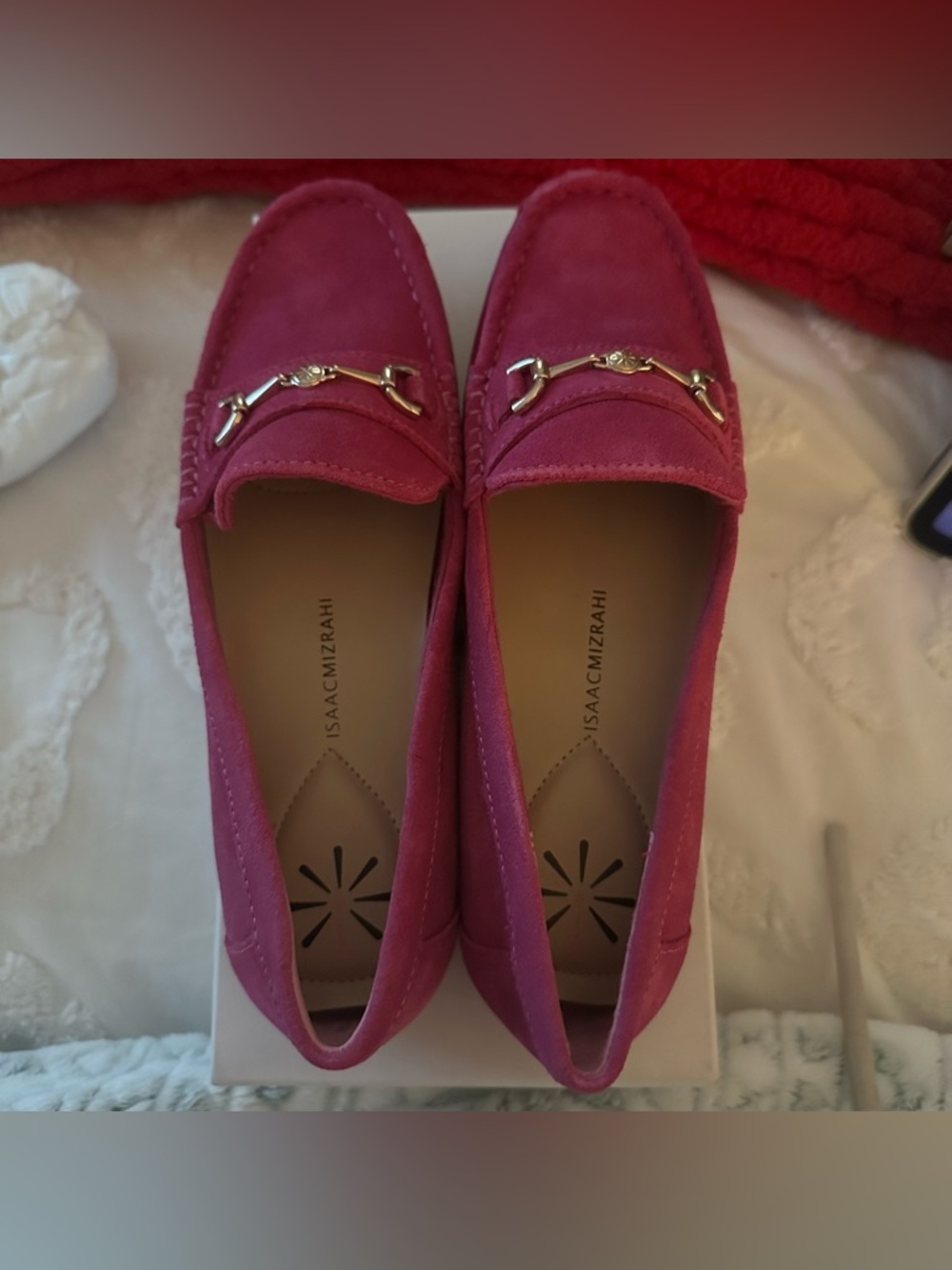 Isacc Mizrahi Fuschia Suede Loafers - like new!!